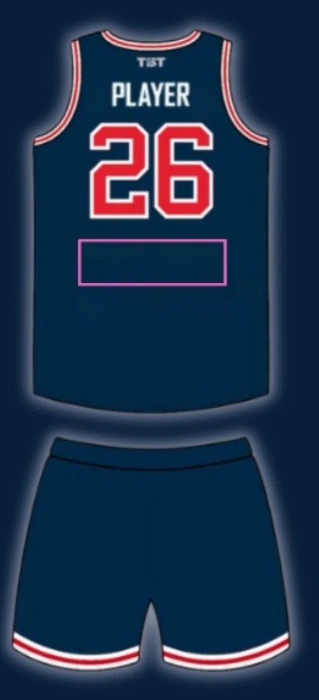 Davis Steel away uniform, back, with placement area